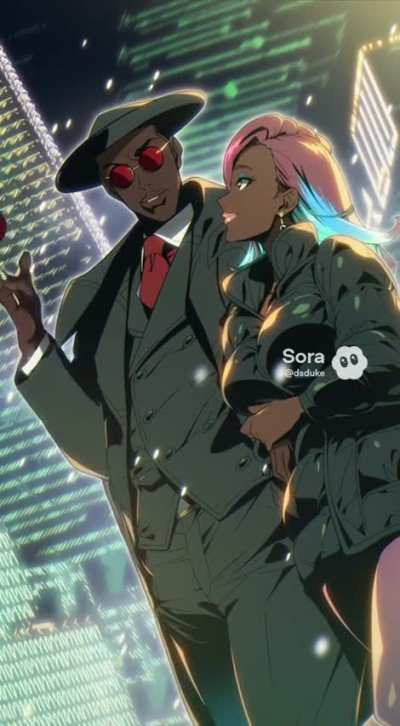 Winter date in a cybernetic Christmas market (sora vid using a novel ai image prompt)