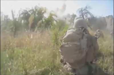 US Marine soldier is hit by shrapnel after a &ldquo;controlled&rdquo; IED detonation (Nawzat, Afghanistan 2008)