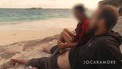 Giving my man a blowjob on the beach. Enjoy the view! [gif]
