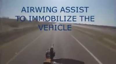 Bike cop chases and shoots out escaping robbers tires in South Africa.
