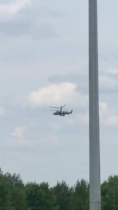 RU POV: The moment of the launch of the Strela-10 M SAM of the Wagner PMCs into the Ka-52 helicopter of the Russian Aerospace Forces. An air defense missile hit an oil depot.