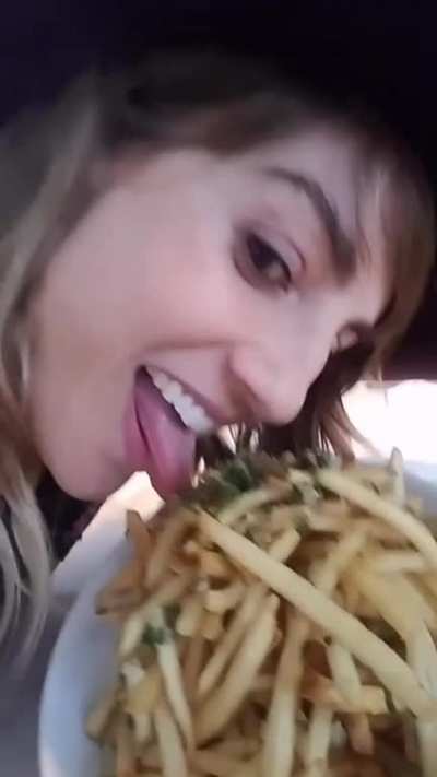 She&rsquo;s gotta eat all those fries now 😆