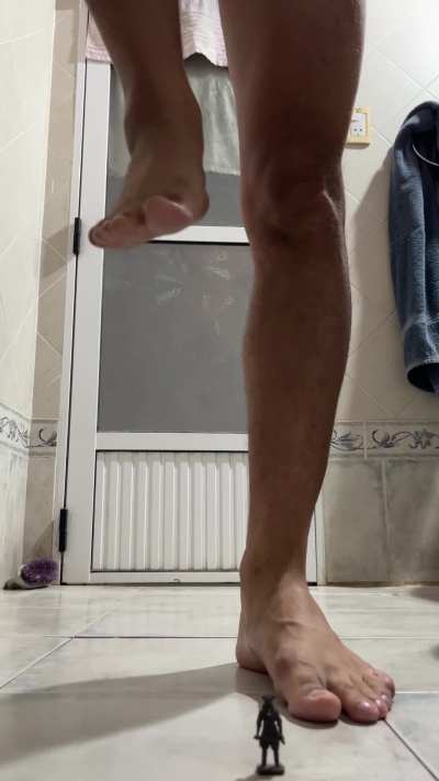 Imagine being shrunken down to the size of that little figure on the floor. You look up and see Me: full-sized, naked, towering over you with no mercy in My eyes. Every step I take shakes your whole world&hellip; and you know the next one might land right on top