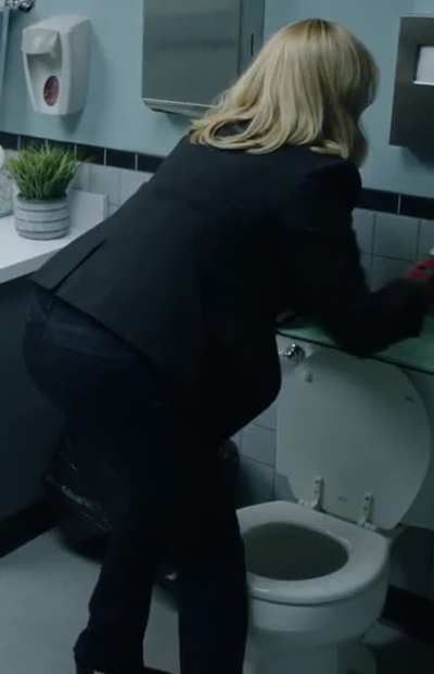 Bent over