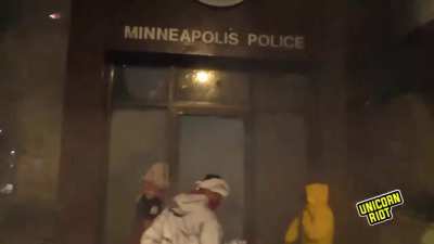 The 3rd Precinct Police Station in Minneapolis has been breached and is being set on fire by protestors