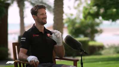 Romain's full 10-minute interview with Martin Brundle about the moments before, during, and after the incident.