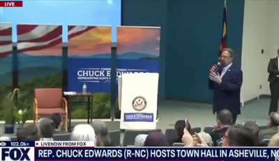 House Republican Chuck Edwards is getting demolished at his town hall in Asheville, North Carolina