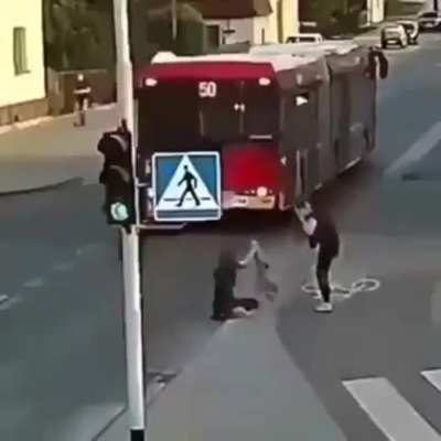 Literal representation of " to Throw someone under the bus"
