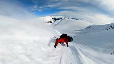 Springtime = riding steeeeep terrain in excellent pow! Fullsize:  