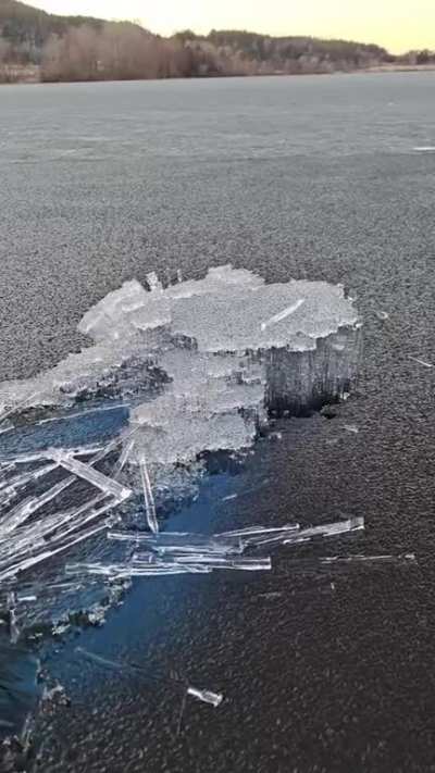 Watching this ice crack and crumble is strangely satisfying