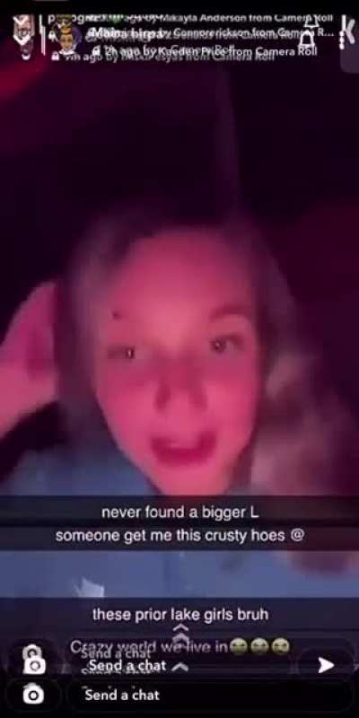 A girl from a High School in Prior Lake, Minnesota, laughing and calling one of her classmates racial slurs and telling them to kill themselves. Her school is currently investigating the incident