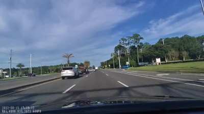Idiot turns left without looking