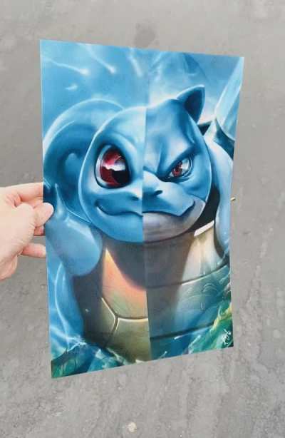 I drew the Pokemon Starters and their Evolutions as Split Artwork &amp;amp; produced a Lenticular Print!