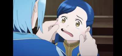 Pinching her cheeks