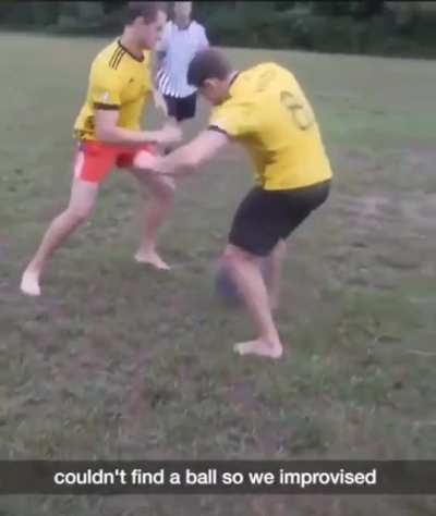 Nothing better than playing football/soccer with the boys with a bowling ball