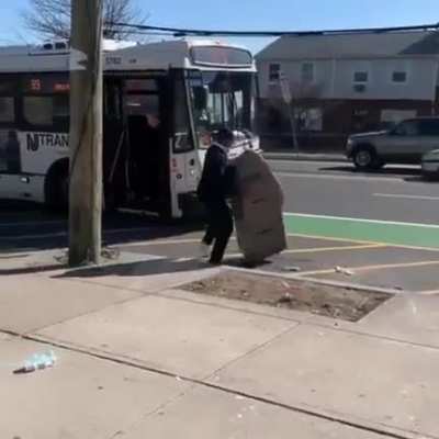 Trying to get an ATM machine on the bus.