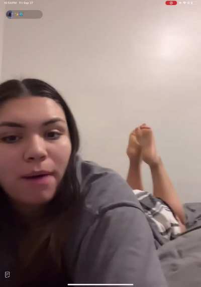 Nice view of her soles, she doesn&rsquo;t do much though&hellip;.