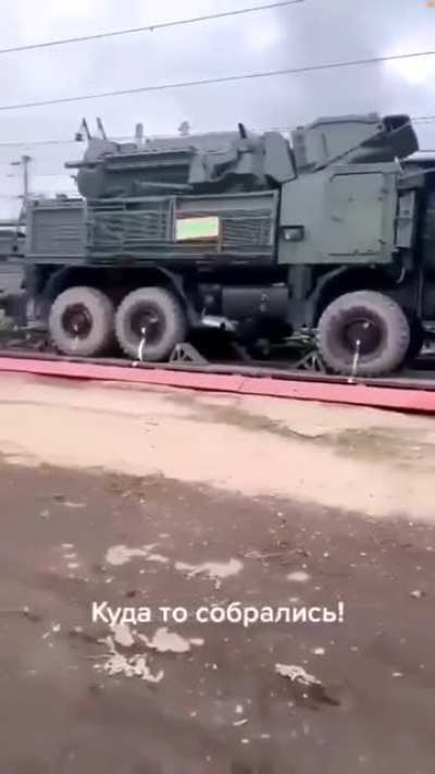 Anti-aircraft missile and gun systems "Pantsir-S1" of the Russian Armed Forces are seen on railway platforms in readiness for transportation, carried out, presumably, as part of a comprehensive check of the combat readiness of the troops.