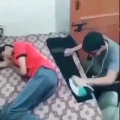 That's one way to iron your clothes.