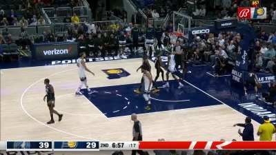[Highlight] Myles Turner meets Jaden McDaniels at the rim and blocks the dunk!