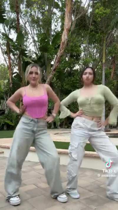 Ava and Julia goofing off in the backyard 