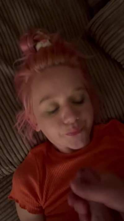 Pinned me down made me suck then covered my face (f)