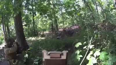Fighting in the village of Bugrovatka, Kharkov region from the first person of a Ukrainian military man At 2:39, a fighter destroys a Russian infantry fighting vehicle using an AT4 grenade launcher