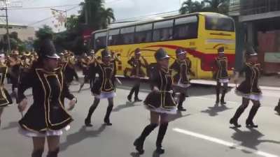 This guy is really enjoying the marching band