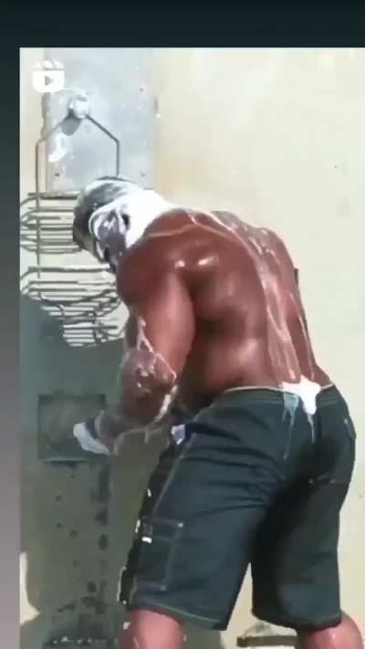 Rinsing off at a Public Shower