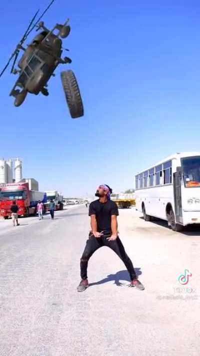 Hero saves us from evil helicopter