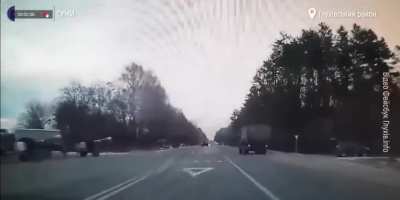 On the first day of the Russian invasion, a Russian BTR deep inside of Ukraine unexpectedly runs into the Ukranian military and opens fire while on the move