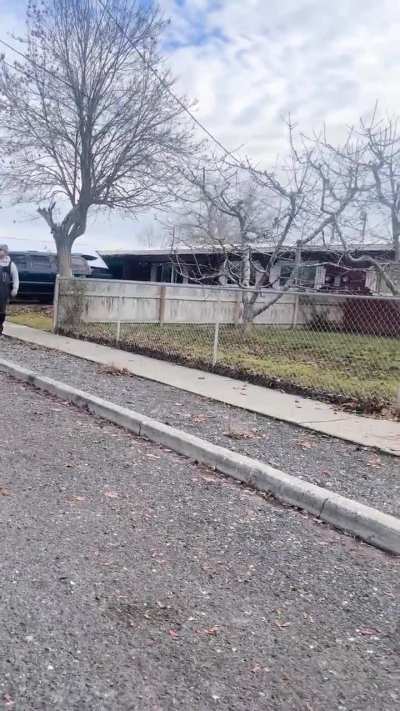 Guy yells homophobic slur in front of school bus full of kids over neighborly mean mugging.