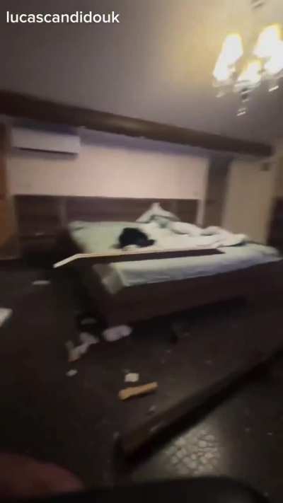 Guy was filming when a missile struck the building he is in