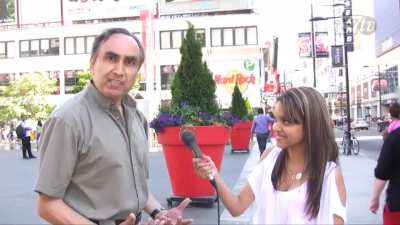 Crazy guy during interview.