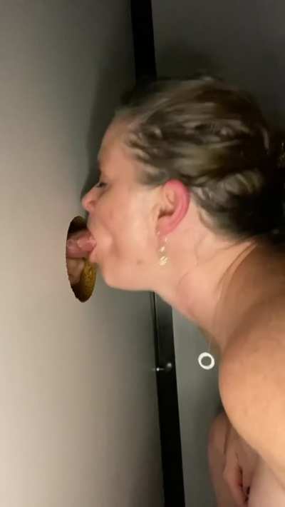 I love to gulp down warm cum through the gloryhole and feel it slide down my throat.