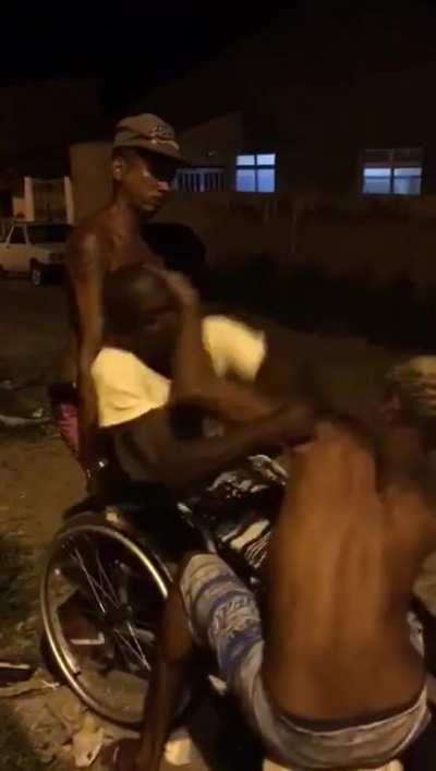 wheelchair versus sitting on a bucket