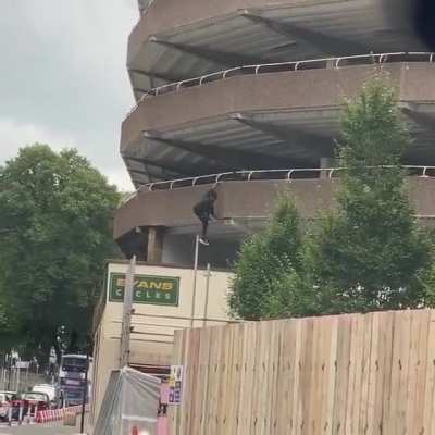 They call it parkour.. I call it suicide attempt