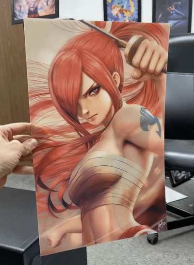 [Anime] My Erza Requip Armor 3D Lenticular Fan Artwork ... hand drawn &amp;amp; self-produced!
