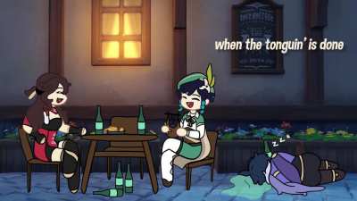 Venti and Beidou singing "Wellerman" feat. Kaeya and Mona