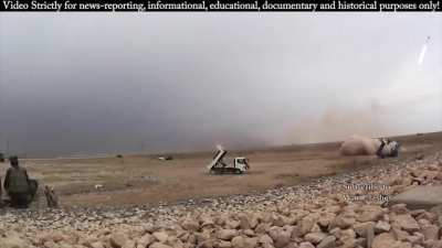 Iraqi homemade MLRS barrage in use against IS forces holed up near Baiji - 2015