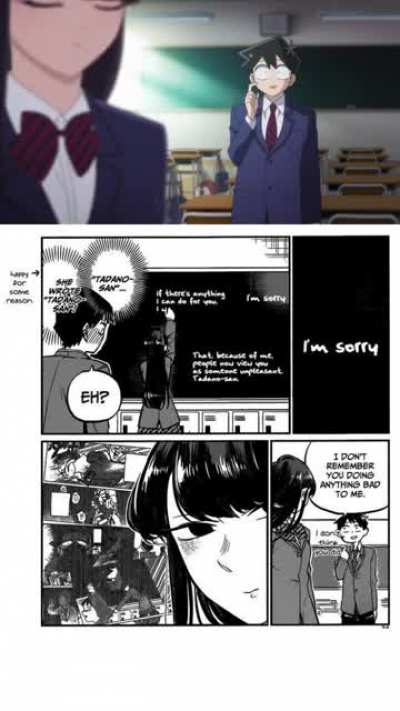 Komi and Tadano's conversation: Anime-manga side by side