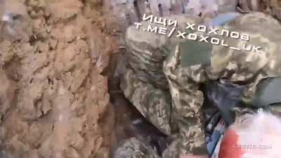 Ukrainian soldiers in trench being attacked/killed. Unknown location and time. NSFW.