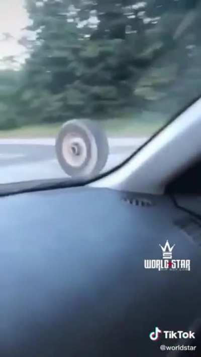 Flying tire ends with disaster
