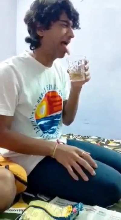 Drinking for the first time.
