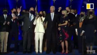 Confetti cannon goes off at joe Biden speech&rsquo;s and it sounds like a gunshot and everyone flinches