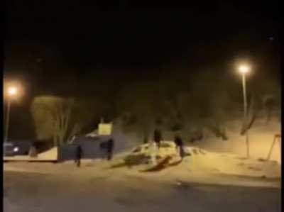 WCGW lighting a firework and taking shelter nearby