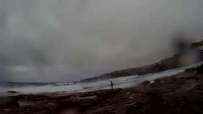 Boyfriend has hilarious reaction when lightning nearly hits his girlfriend&hellip;. but is his cry genuine?