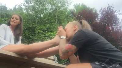 Public lesbian foot humiliation