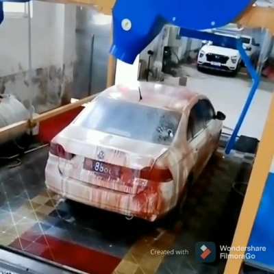 Satisfying brushless power wash for a car.