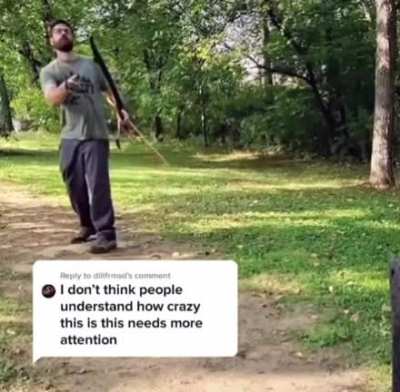 This guy has mastered the bow and arrow